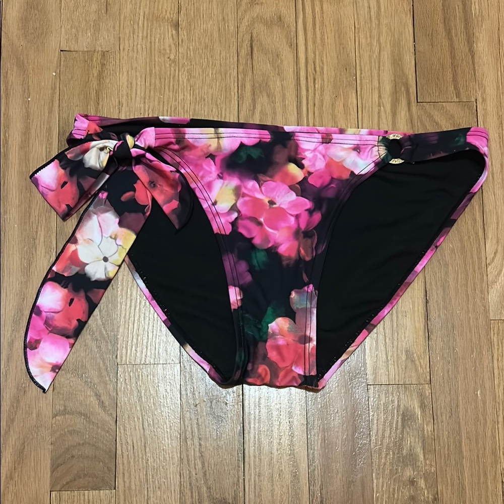 🚨Smart & Sexy Women’s Floral Bikini Bottom Black and Pink L NWOT